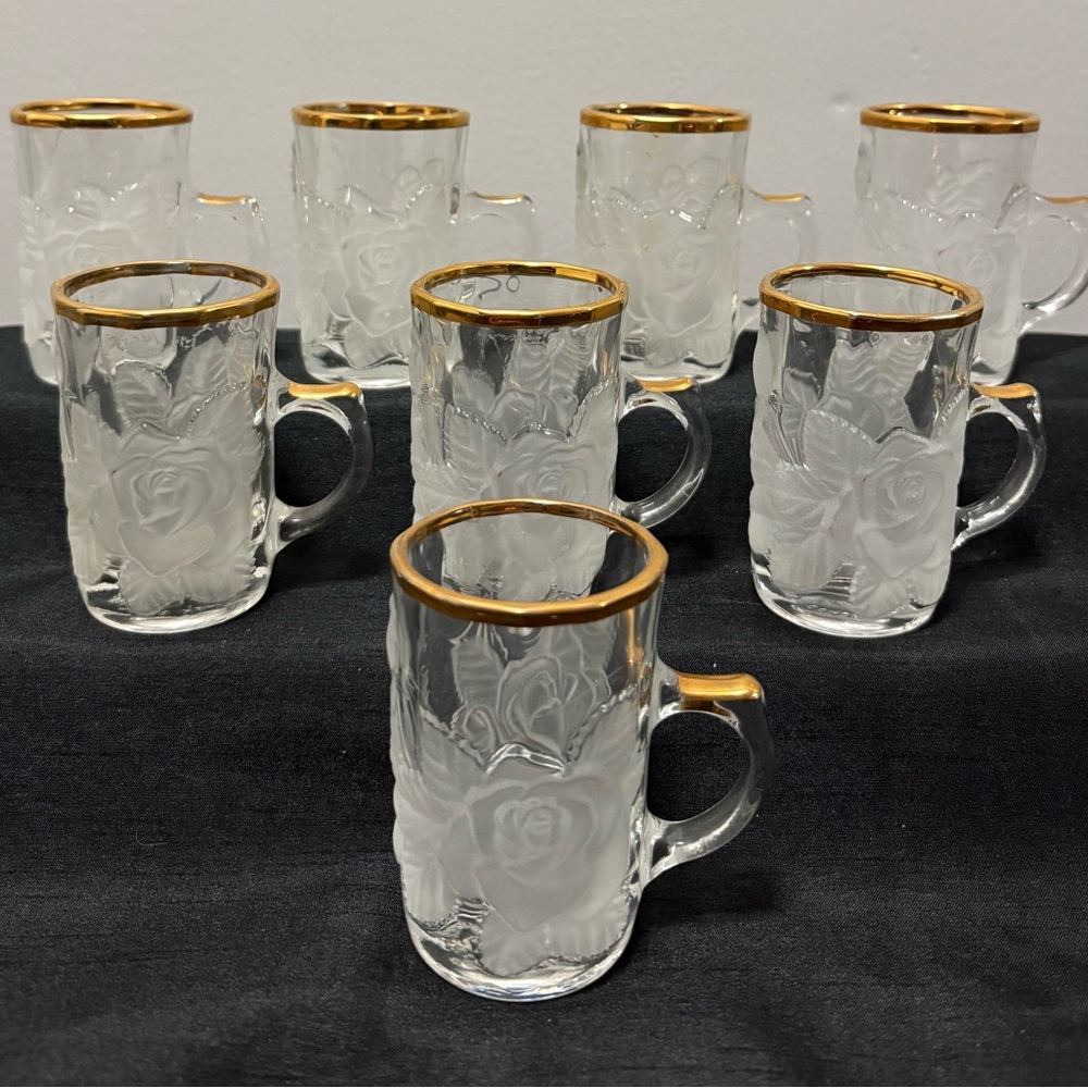 8 piece Soga Japan Crystal Gold Rimmed Glass Set (for Espresso or Tea)